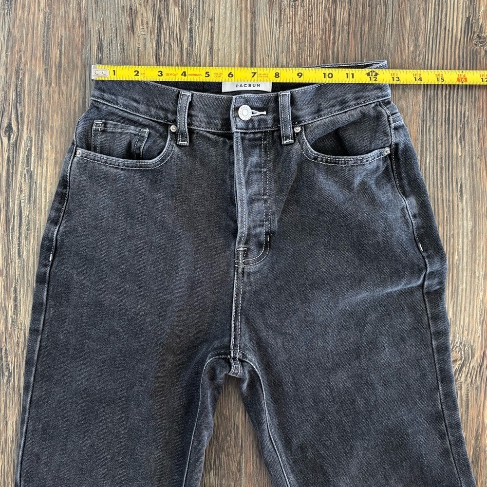 PacSun High Rise Bootcut Jeans Womens 25 Button Fly Faded Black Denim Cotton - Picture 7 of 13